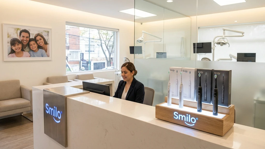 Exhibidor Smilo instalado en un consultorio dental